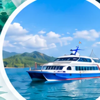 Passenger ferry in clear blue tropical water