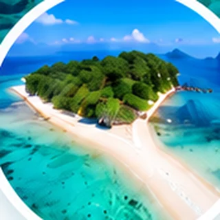 Lush tropical island and turquoise sea